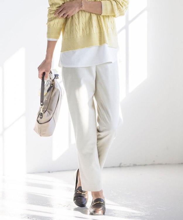J.PRESS LADIES S 【洗える】ストレッチ テーパード パンツ ベージュ系