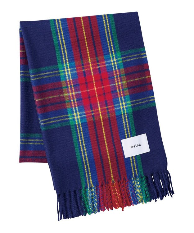 MOONBAT estaa とろーりストール クラシックタータン／手洗い可 ディープブルー
