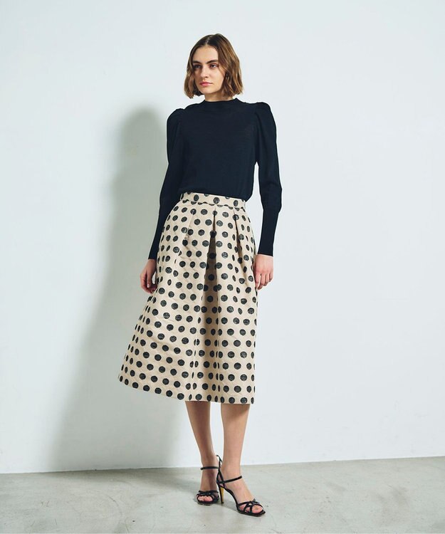 GRACE CONTINENTAL タックスリーブニットトップ ブラック