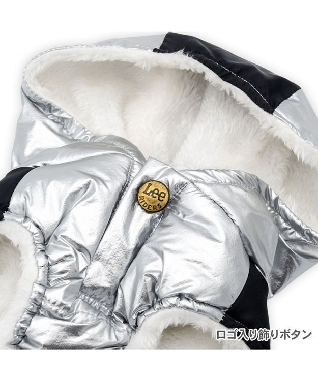 PET PARADISE Lee フード付 綿入れベスト 《シルバー》 中型犬 大型犬 シルバー×ブラック