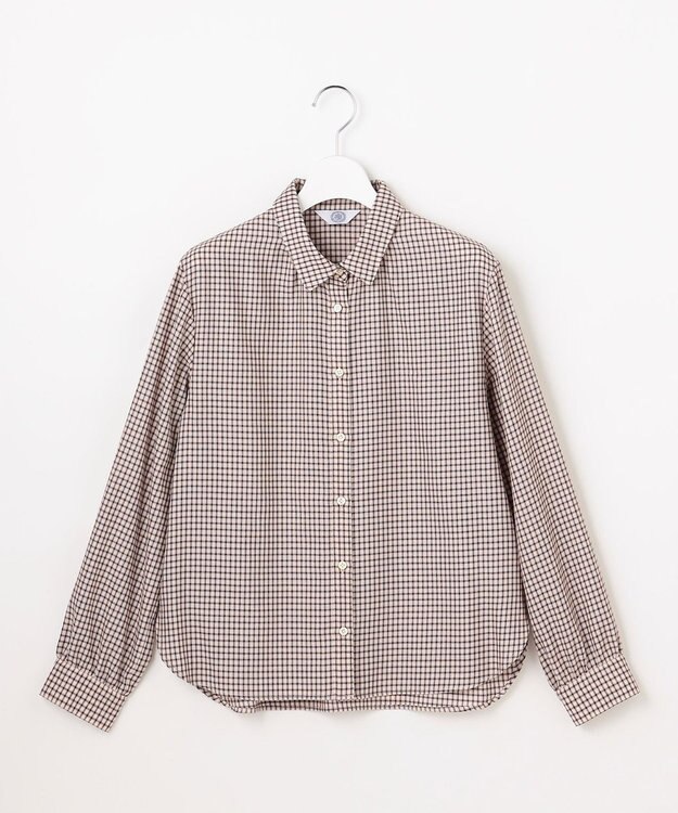 J.PRESS LADIES サイロチェック シャツ アイボリー×ネイビー×ピンク系