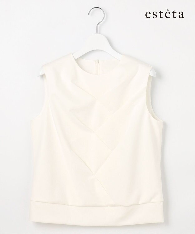 23区 【エステータ】トリアセファインジャージー タックデザイン カットソー ホワイト系
