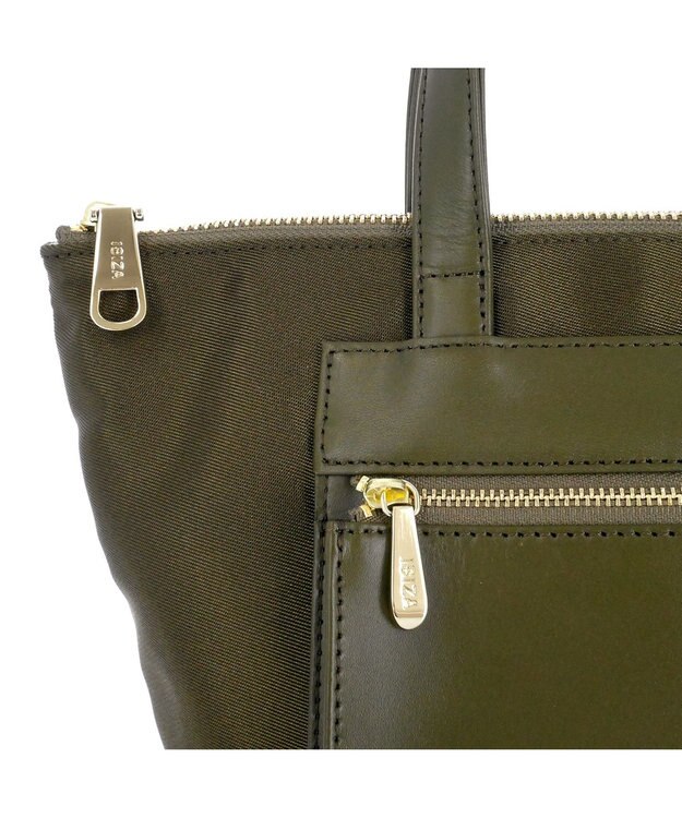 IBIZA コモド　オペラナイロン/牛革　ハンドバッグ カーキ