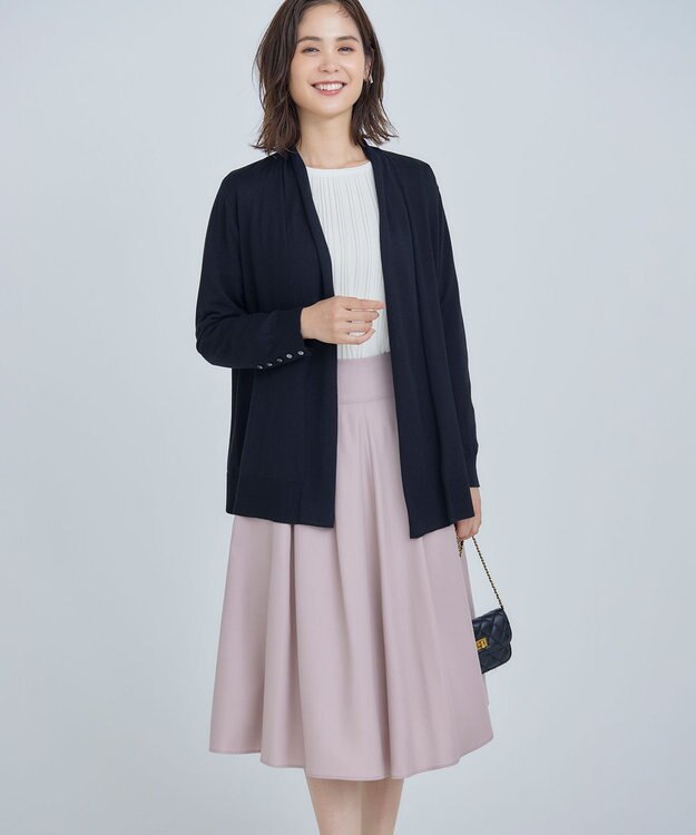 組曲 タックフレアカラースカート ピンクベージュ系