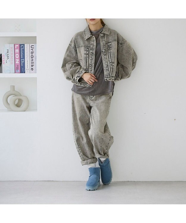 MODE ET JACOMO <carino>本革ムートンショートブーツ ライトブルー