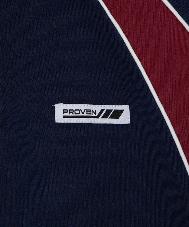 WEGO パイピング切替ショートハーフZIPスウェット ネイビー