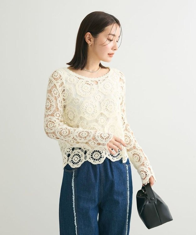 Green Parks ・ＳＵＧＡＲ　ＳＰＯＯＮ　クロシェフラワープルオーバー Off White