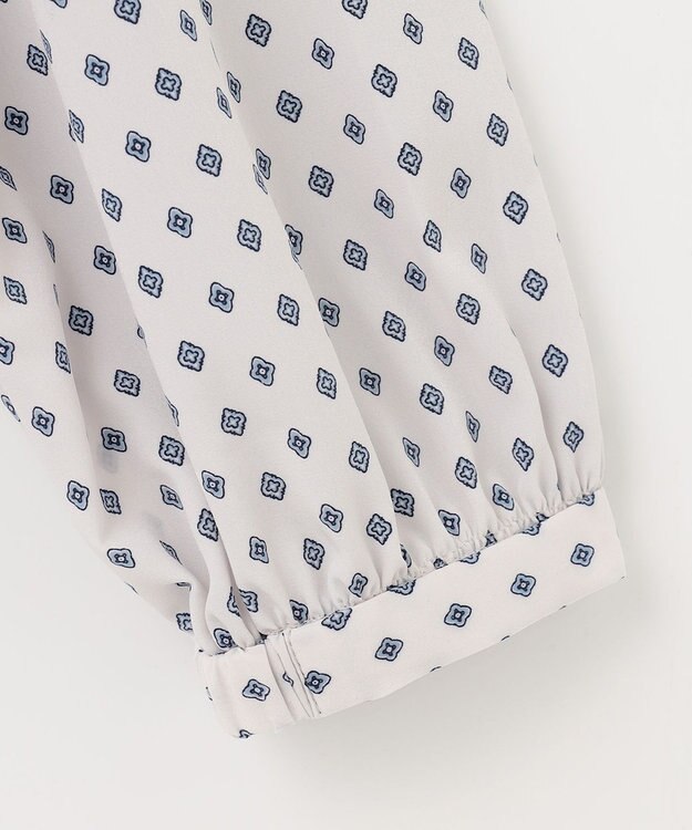 23区 L 【洗える】ジオメトリックパターン フリル ブラウス アイボリー系