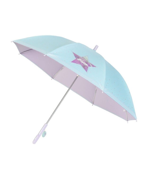 MOONBAT キッズ 晴雨兼用日傘 長傘 ビニール窓 スター 50cm 遮光 遮熱 UV ライトグリーン