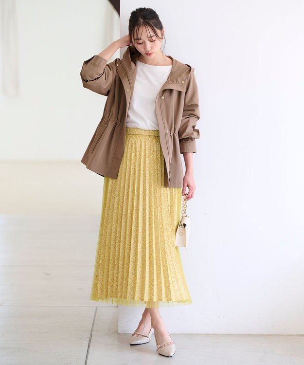 ANY SIS 【洗える】チュールレイヤードプリーツ スカート マスタード
