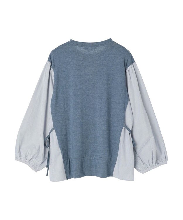 Green Parks 布帛ドッキング脇リボンプルオーバー Blue