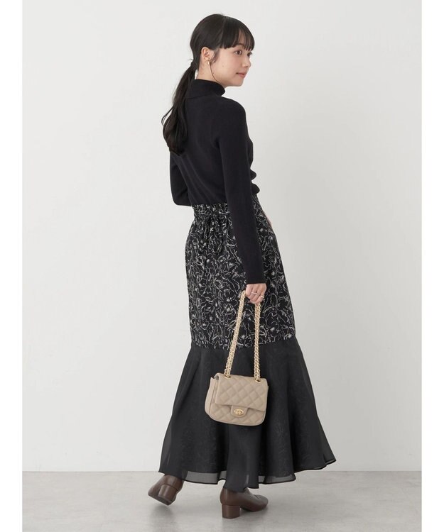 earth music&ecology 切替フラワースカート Black