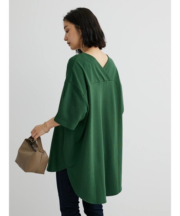 Green Parks ミニ裏毛バックカシュクール半袖チュニック Green