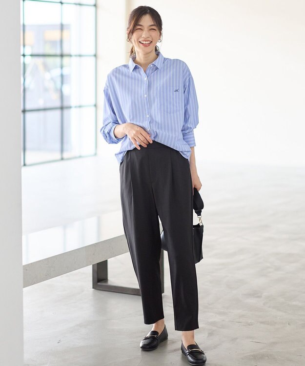 ANY オーバーサイズシャツ ブルーストライプ