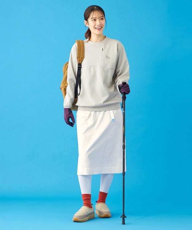 SHARE PARK LADIES 【UVカット・吸水速乾・ストレッチ・軽量・アンチピリング 】ダンボールクルーネックスウェット（S・Mサイズ） ベージュ系