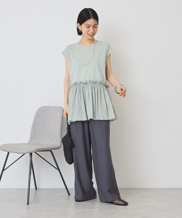 AMERICAN HOLIC 汗染み防止・異素材ペプラムプルオーバー Grayish Khaki