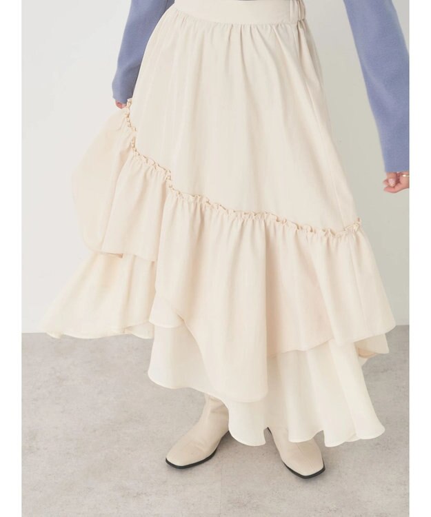 earth music&ecology イレヘムティアードスカート Ivory