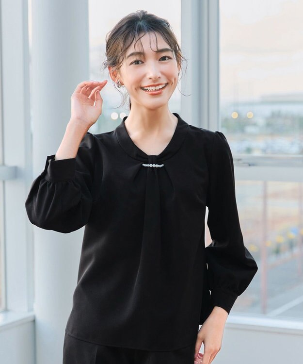 Tiaclasse L 【ダブルクロス】2wayボウタイ風ブラウス ブラック