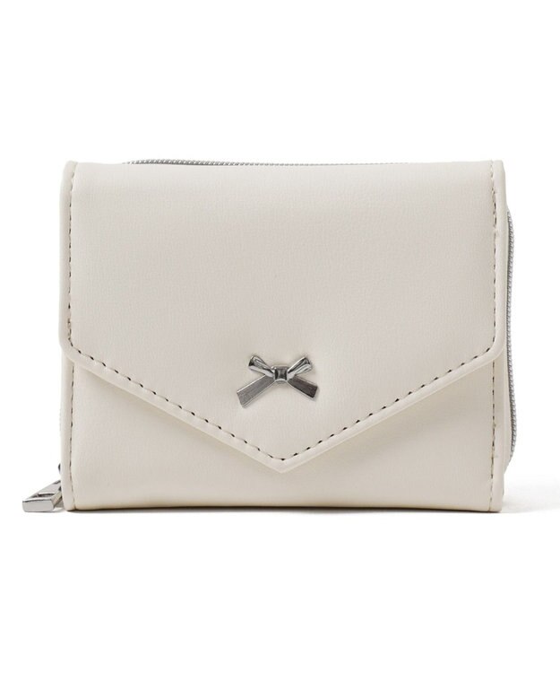 WEGO メタルリボンレターフラップウォレット ホワイト