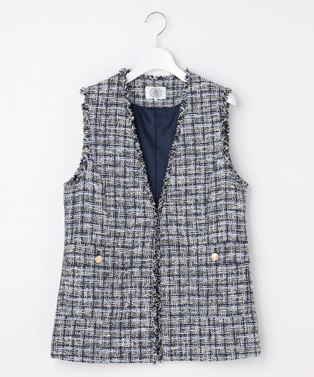 J.PRESS LADIES L ファニーツイード ジレ ネイビー系