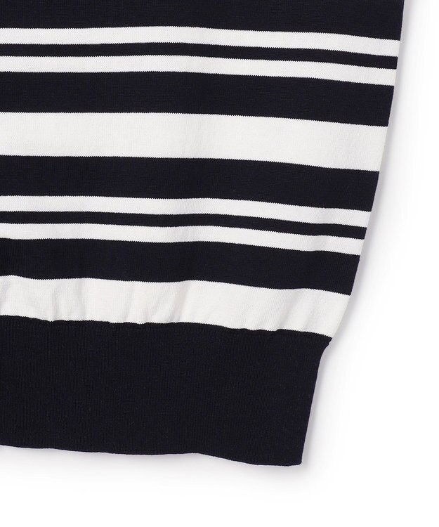 23区 L 【先行予約】プレミアムビオコットン ポケット ボーダー カーディガン ネイビー×オフ