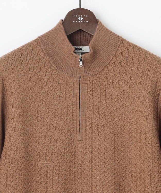 JOSEPH ABBOUD 【滑らかな肌触り/洗える】エクストラファインメリノウール ジップ ニット キャメル系