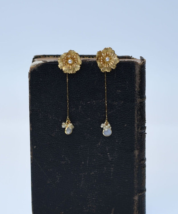 monshiro 【2WAY】アネモネ ピアス ホワイト×ゴールド