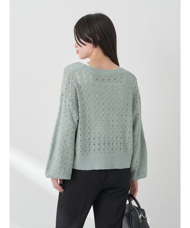 earth music&ecology 透かし編みテープヤーンカーディガン Pink