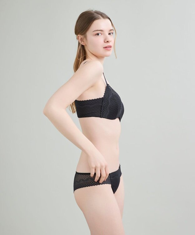 une nana cool 【リニューアル】364ブラ レース ノンワイヤーブラ ブラック