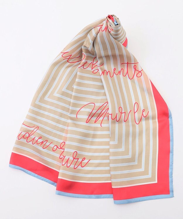 自由区 ストライプレター スカーフ ベージュ系