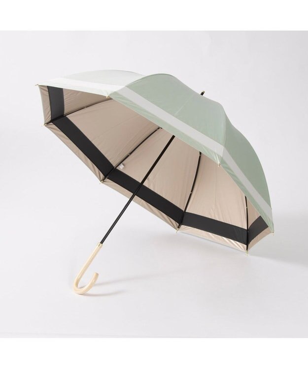 UNBILLION カシュネ cachenez / 【晴雨兼用】【日傘】 【UV カット率99.999.9％以上】PU切り継ぎボーダーバルーンショートパラソル グリーン