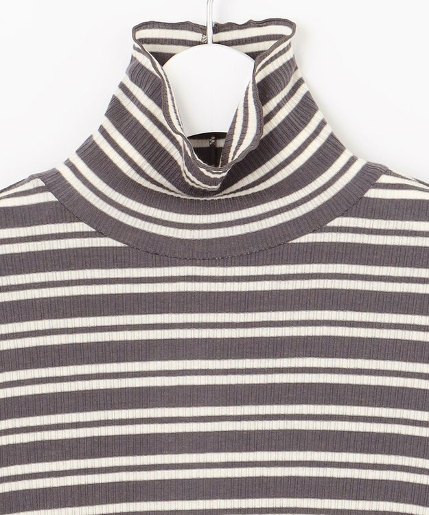 J.PRESS LADIES カシミヤシルクリブタートル ボーダー カットソー ホワイト系1