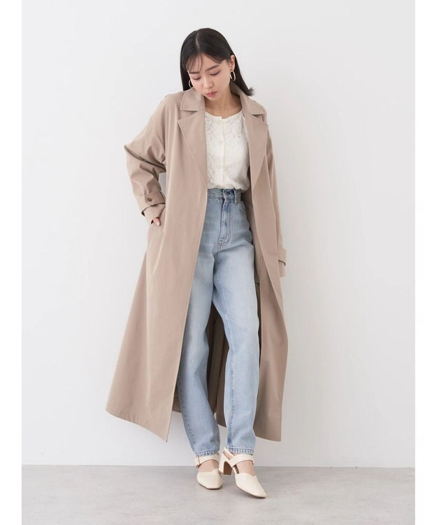 earth music&ecology ウ゛ィンテージ加工テーパードデニム Light Indigo