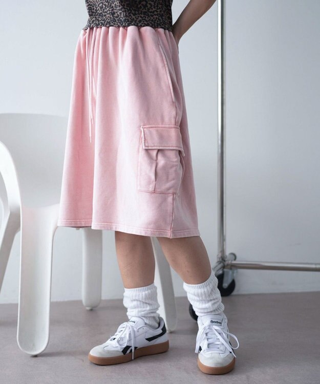 WEGO 【ウエストゴム】スウェットカーゴハーフパンツ ピンク
