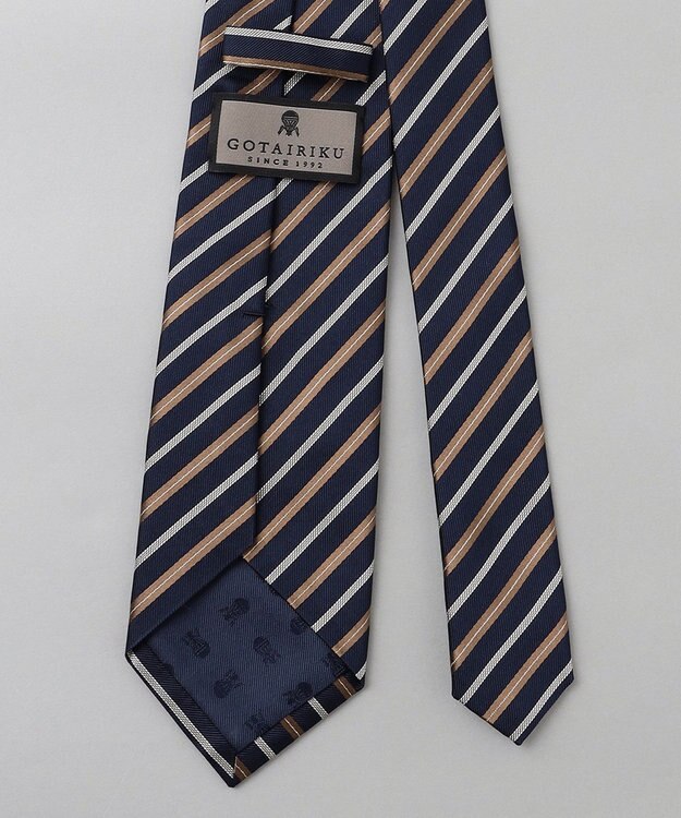 GOTAIRIKU  GOTAIRIKU別注【日本製】シルク ネクタイ_レジメンタル柄 ネイビー×ブラウン×グレー
