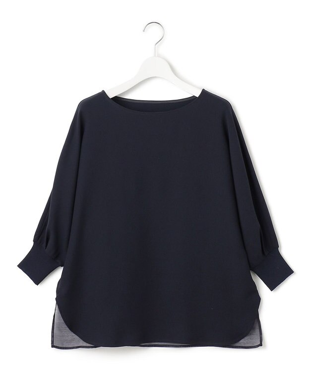 23区 S 【洗える/好評につき新色追加】ストレッチジョーゼットリブコンビ バックデザイン カットソー ネイビー系