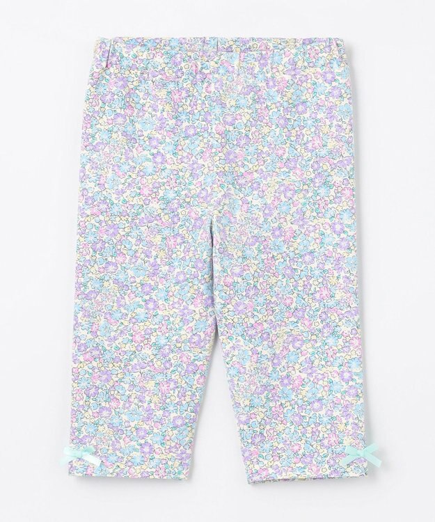 ANY KIDS 5分丈レギンス サックスブルー×花柄