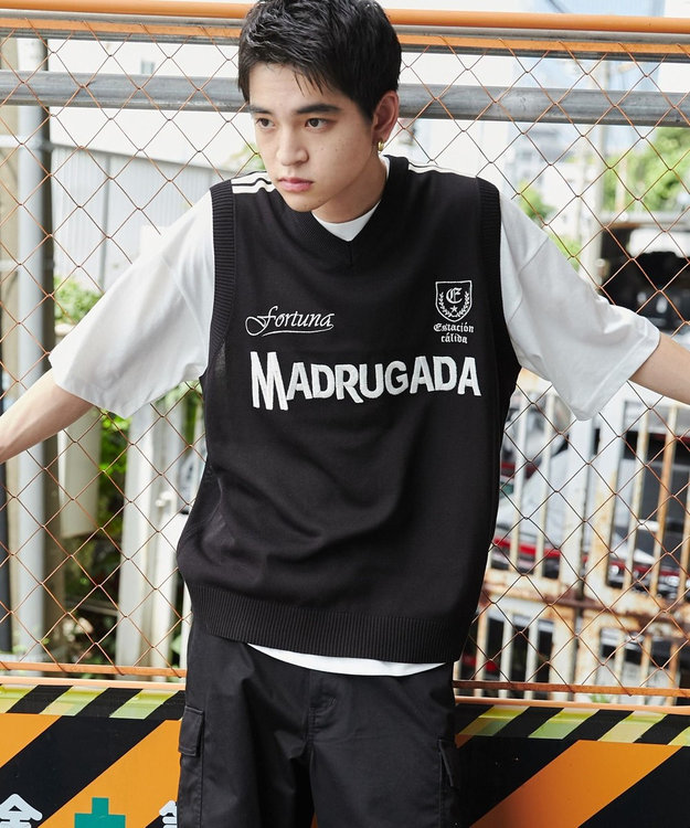 WEGO 【ユニセックス着用ITEM/2点セット】アンサンブルゲームロゴニットベスト ブラック