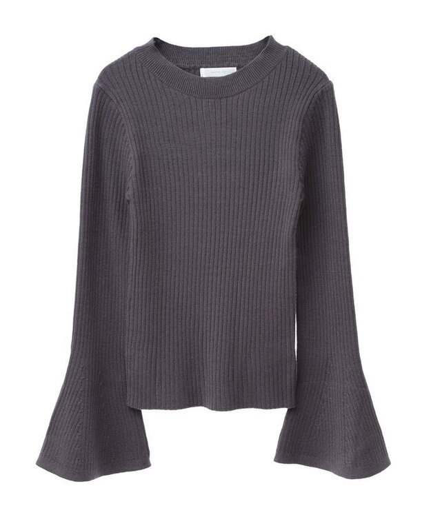 Green Parks ・ｓｗｉｎｇ　ｂｙ　ベルスリーブクルーリブニット Charcoal Gray