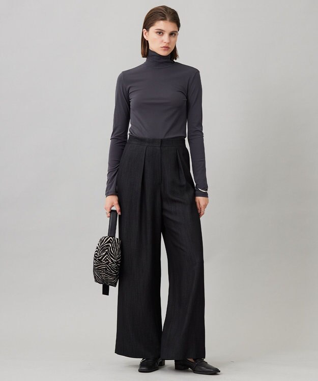 ICB 【洗える】 パウダリーチュール ハイネックトップス チャコール系