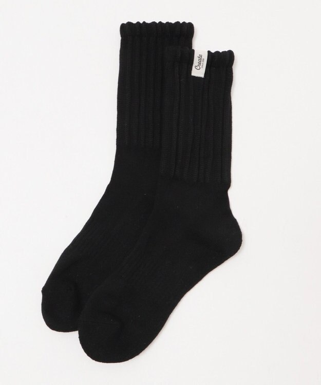 WEGO タグデザインボリュームリブソックス ブラック