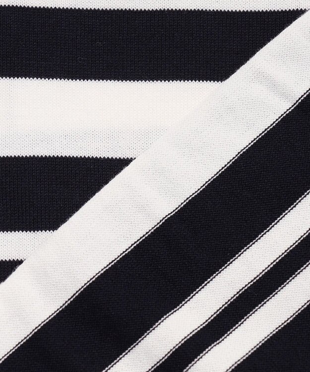 23区 L 【先行予約】プレミアムビオコットン ポケット ボーダー カーディガン ネイビー×オフ