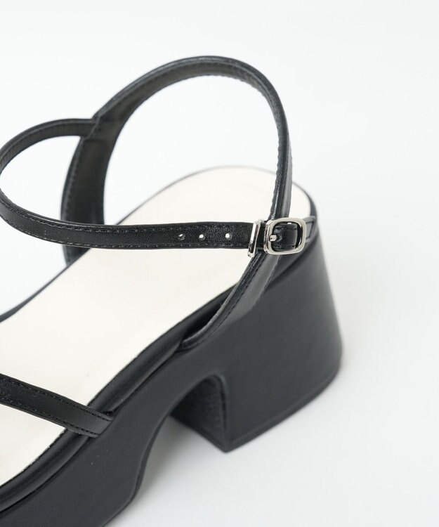 WEGO バルキーヒール細ストラップサンダル ブラック