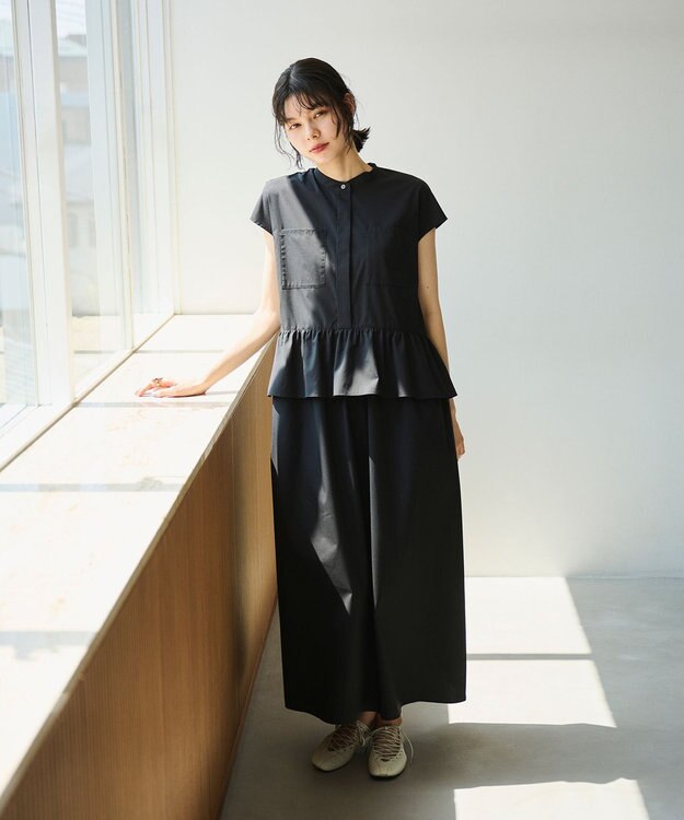 #Newans 【洗える】ラウンドフリルワンピース ブラック