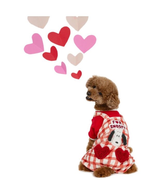 PET PARADISE スヌーピー ハートボア ロンパース  小型犬 レッド