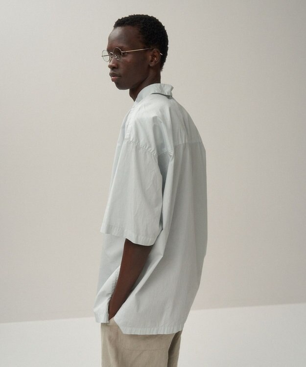 ATON COTTON LAWN | オーバーサイズショートスリーブシャツ - UNISEX ICE BLUE