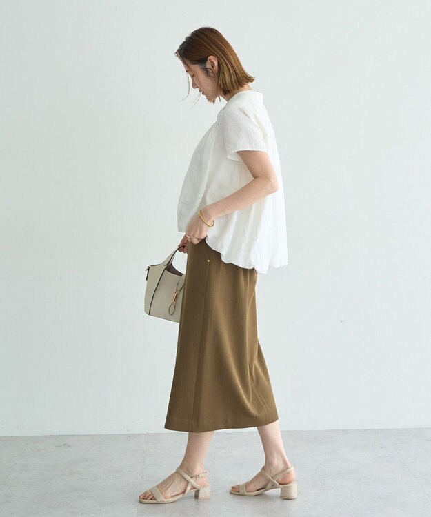YECCA VECCA 刺繍カラーバルーンヘムブラウス Off White