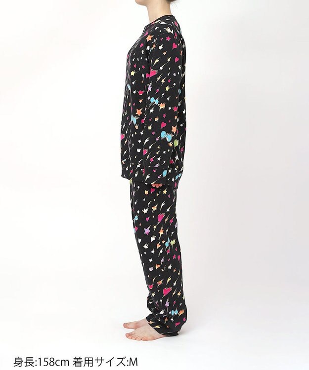 tsumori chisato SLEEP ツモリチサト パジャマ 綿100%(本体) あったか 長袖 長ズボン レディース UDW401 /ワコール ブラック