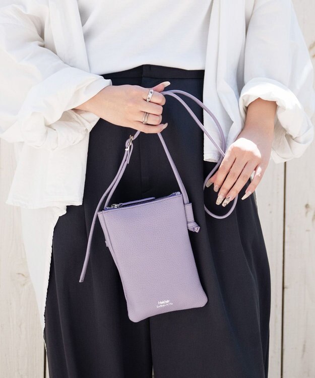 Hekhèr Le Style de Vie 新色追加【日本製】シュリンクレザー スマートフォンポシェット ラベンダー