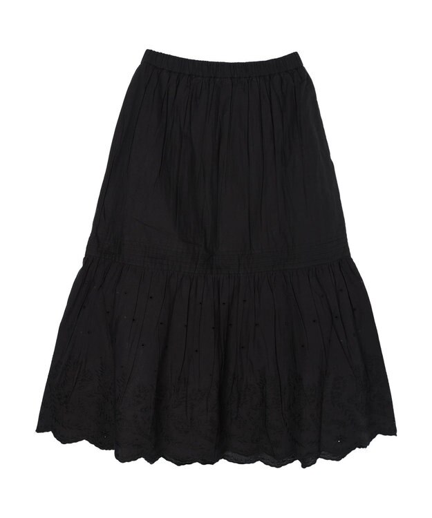 AMERICAN HOLIC インドＣｏｔｔｏｎスカラップ刺繍スカート Black